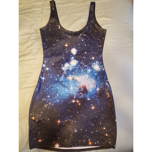 Blackmilk Dresses & Skirts - Blackmilk Clothing Blue Galaxy Bodycon Dress
